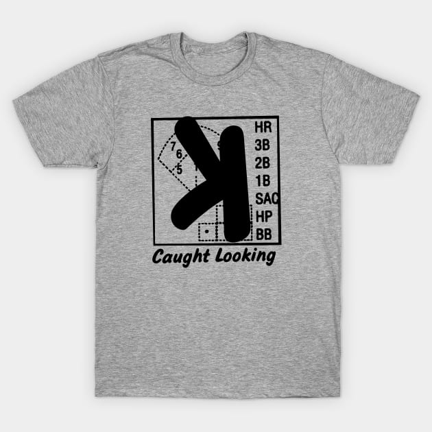 Caught Looking Baseball Backwards K funny baseball softball Strike 3 Bye Baseball Quote T